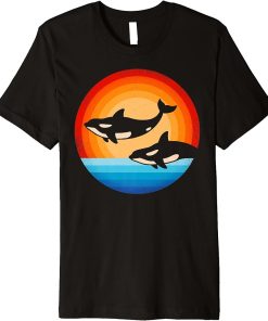 Orca Killer Whale Retro Vintage 60s 70s Sunset Sea Animal Premium T-Shirt