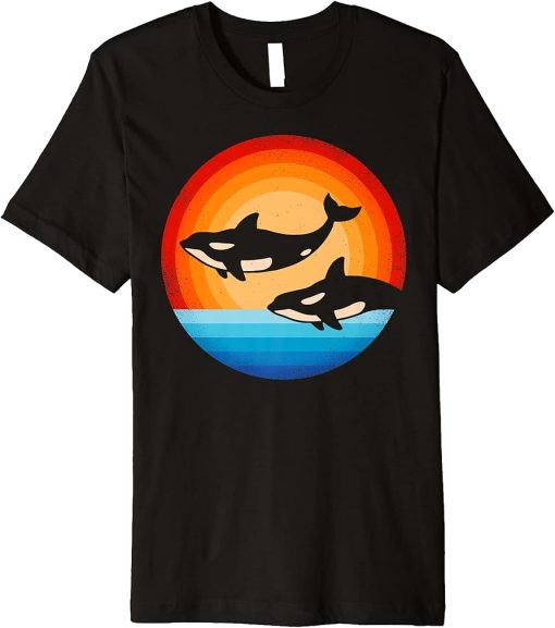 Orca Killer Whale Retro Vintage 60s 70s Sunset Sea Animal Premium T-Shirt