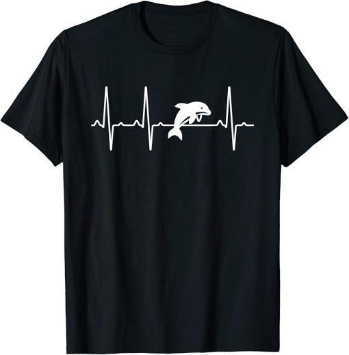 Dolphin Heartbeat Gift For Men Women Beluga Fish Orca Lover T-Shirt