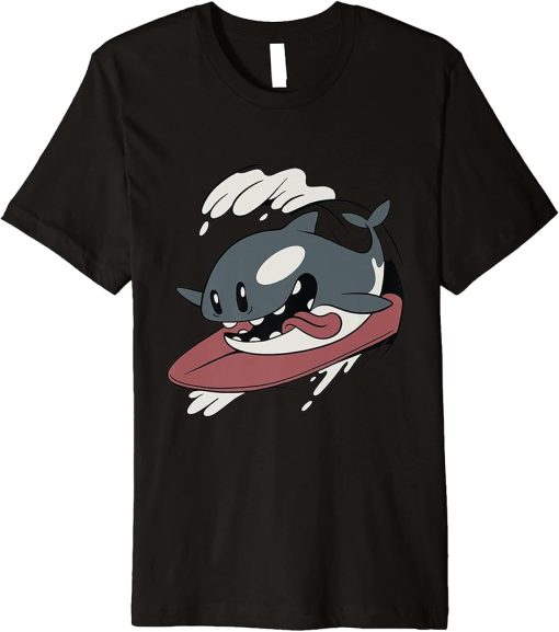 Orca surf whale funny vintage orcas Premium T-Shirt