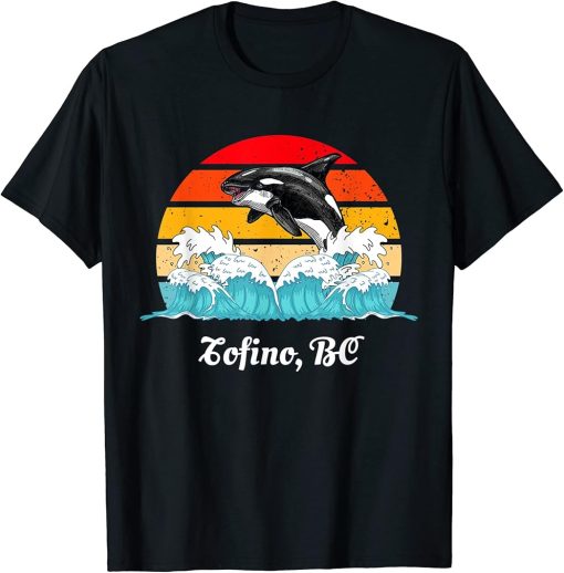 Vintage Tofino BC Distressed Orca Killer Whale Art T-Shirt