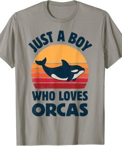 Killer Whale Just A Boy Who Loves Orcas Sea Animals Retro T-Shirt